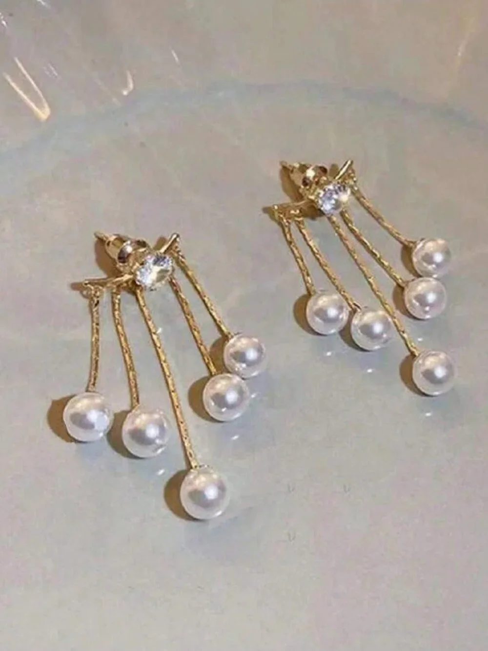 Elegant Women's Long Style faux Pearl Tassel Earrings
